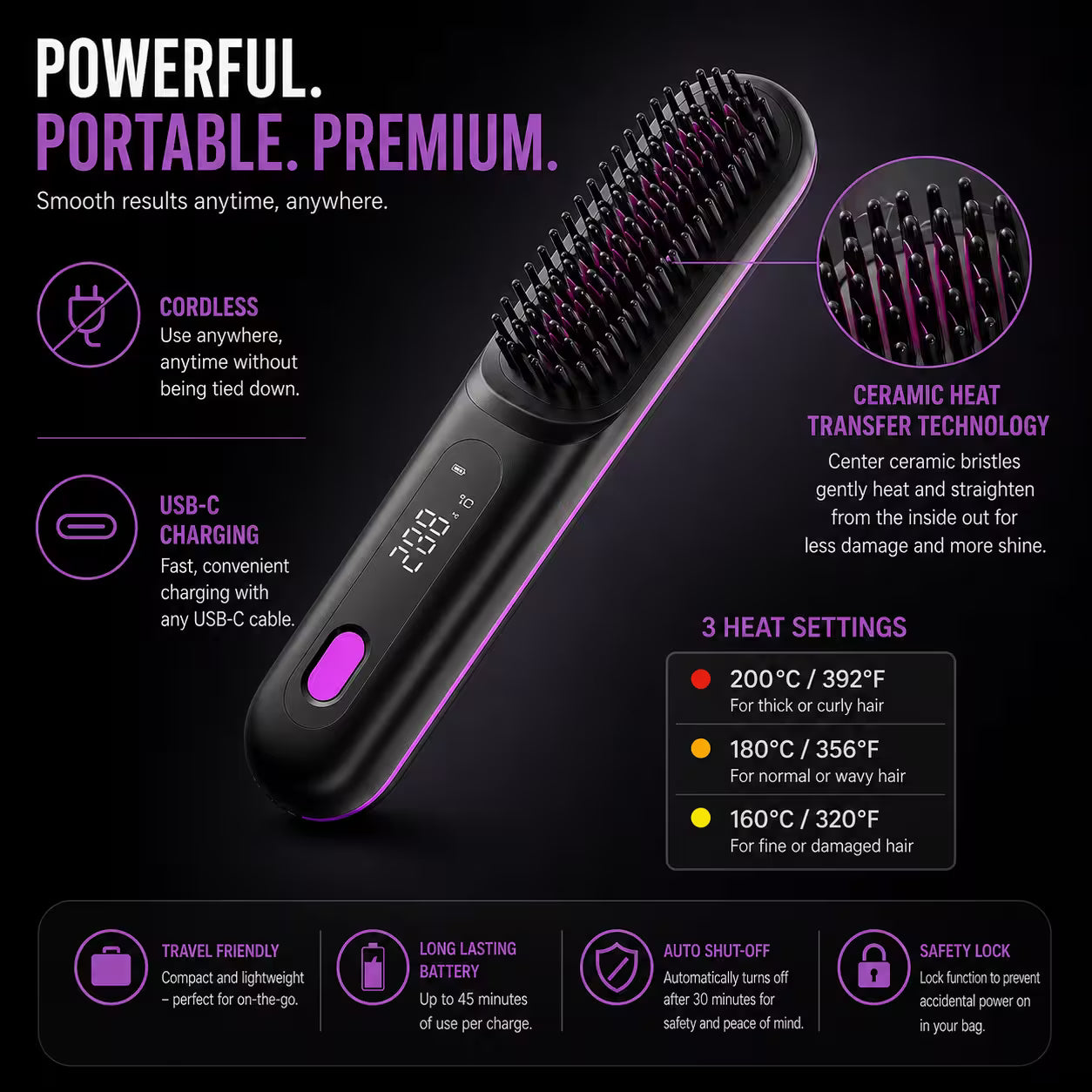 Cordless Hair Straightening Brush